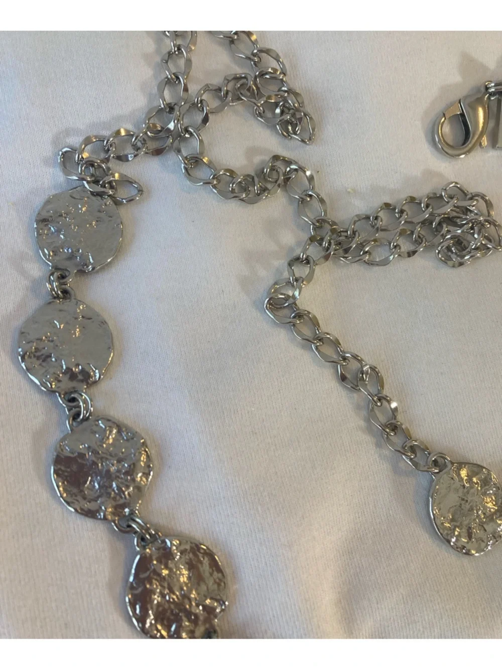 Chico’s Belt Silver Tone Round Chain Link  Accessory